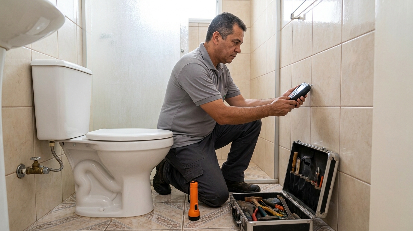 Técnico de caça vazamento com detector em Suzano‑SP